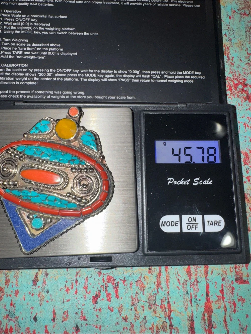 Tibetan Turquoise & Coral Pendant